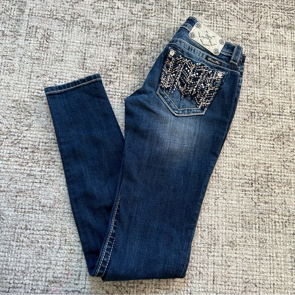 Miss Me Embellished Dark Blue skinny jeans